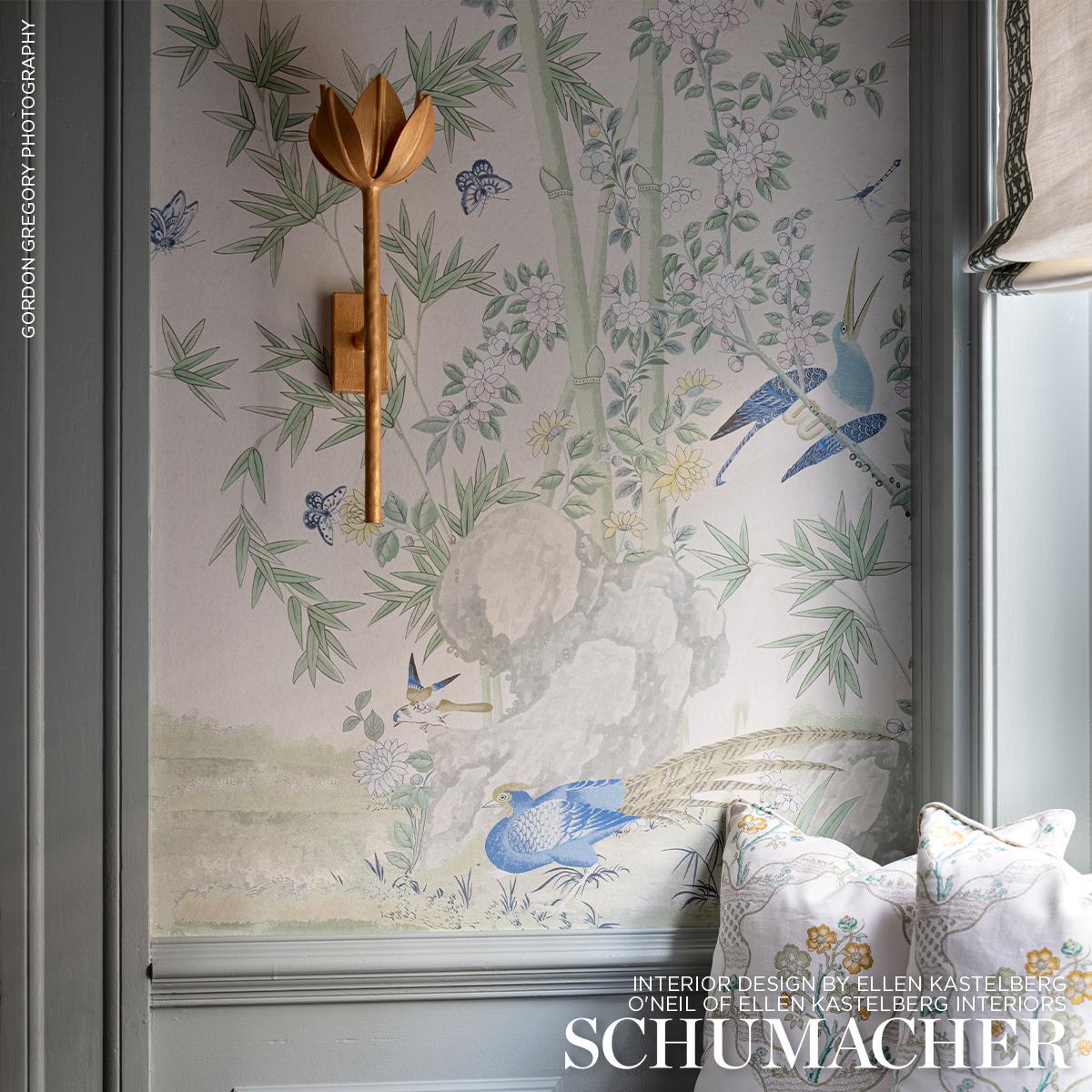 Schumacher Brighton Pavilion Panel Green Wallpaper