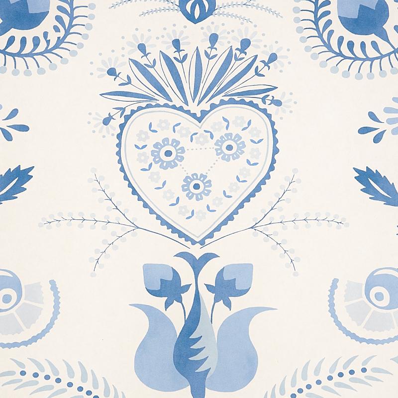 Schumacher Orla Panel Blue Wallpaper
