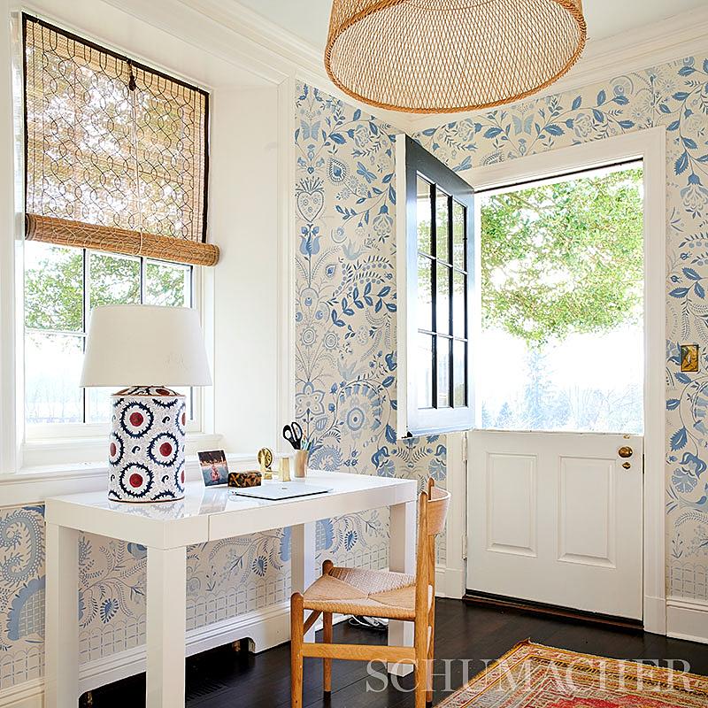 Schumacher Orla Panel Blue Wallpaper