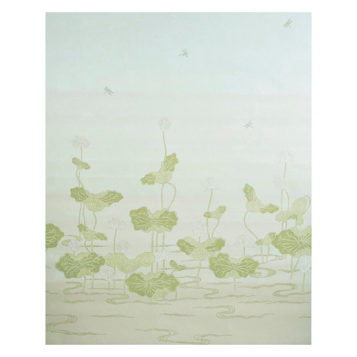 Schumacher Kireina Lotus Panel Set White Ivory Wallpaper