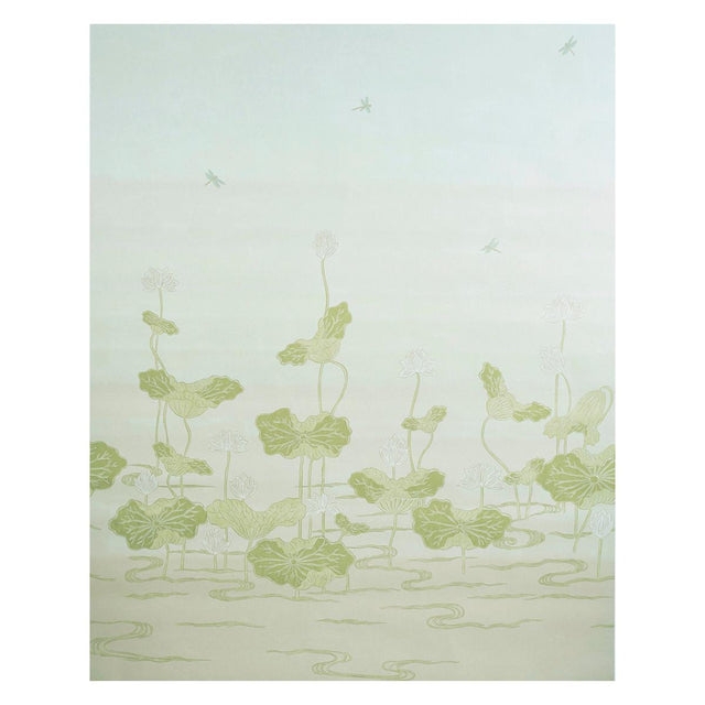 Schumacher Kireina Lotus Panel Set White Ivory Wallpaper