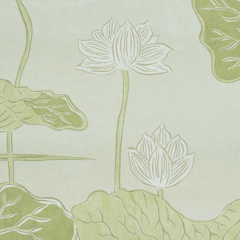 Schumacher Kireina Lotus Panel Set White Ivory Wallpaper