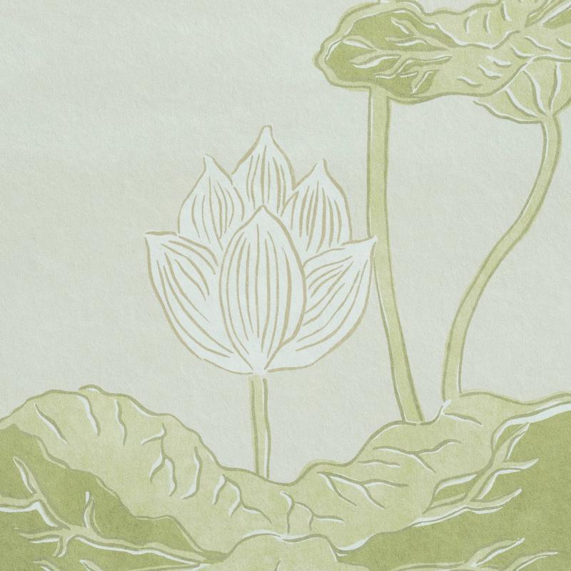 Schumacher Kireina Lotus Panel Set White Ivory Wallpaper