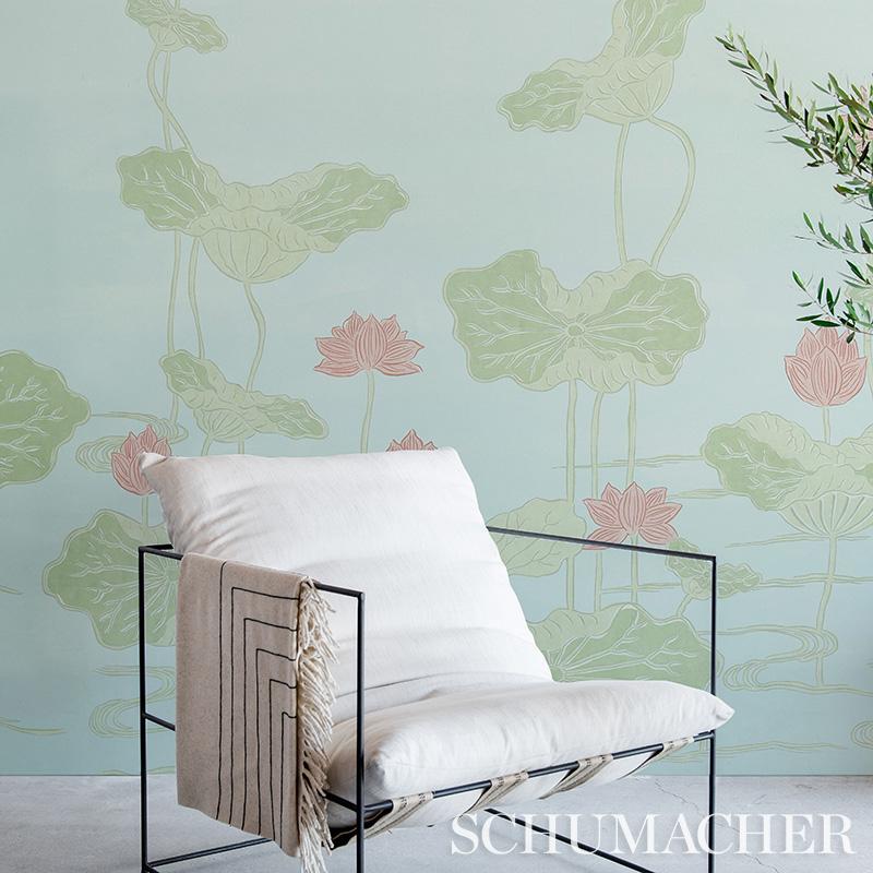 Schumacher Kireina Lotus Panel Set White Ivory Wallpaper