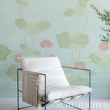 Schumacher Kireina Lotus Panel Set White Ivory Wallpaper