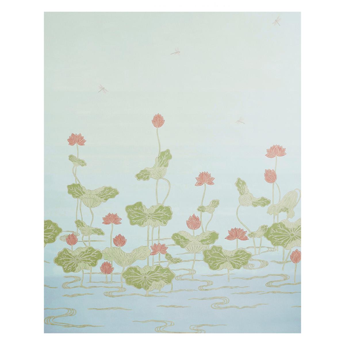 Schumacher Kireina Lotus Panel Set Mineral Wallpaper