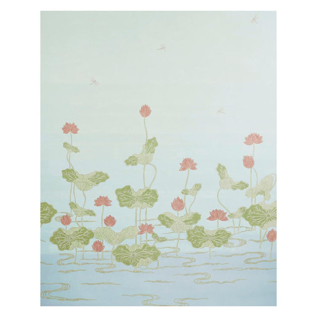 Schumacher Kireina Lotus Panel Set Mineral Wallpaper