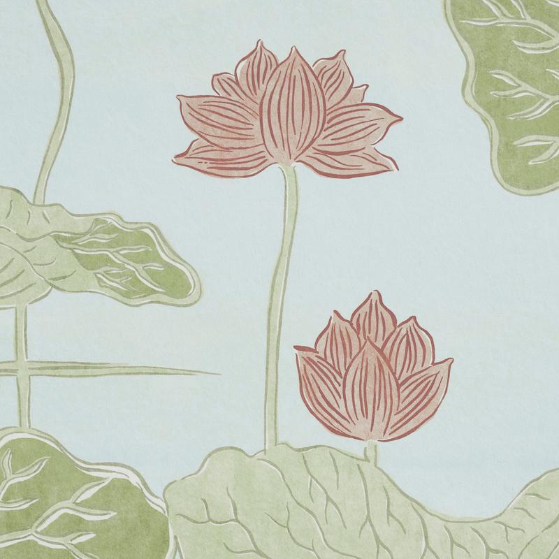 Schumacher Kireina Lotus Panel Set Mineral Wallpaper