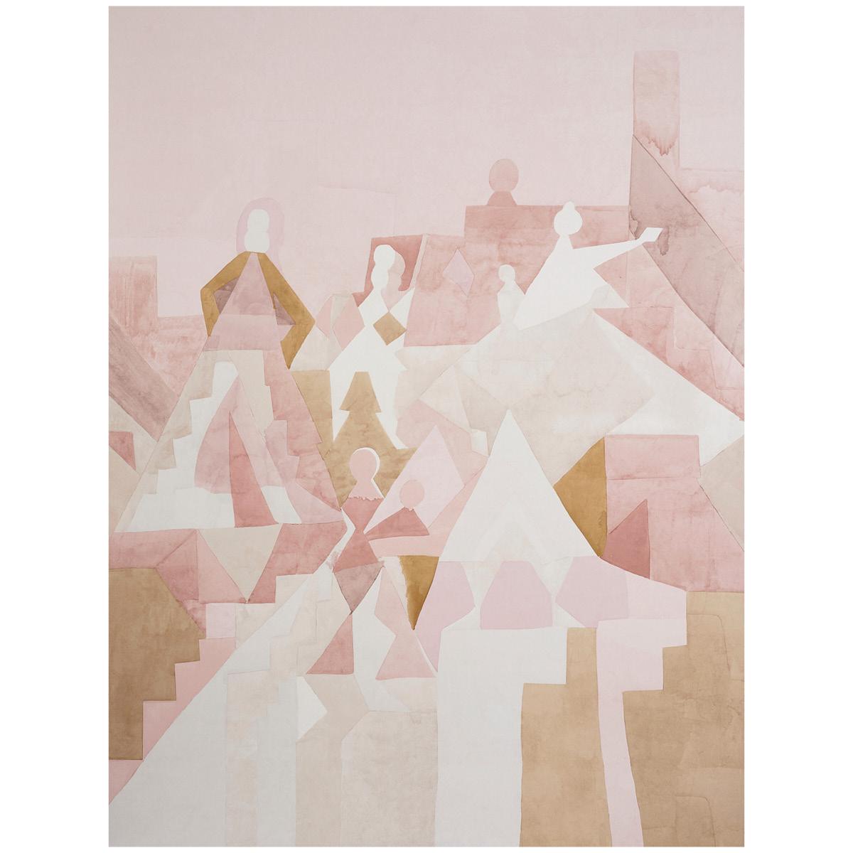 Schumacher Steps Panel Set Rose & Camel Wallpaper