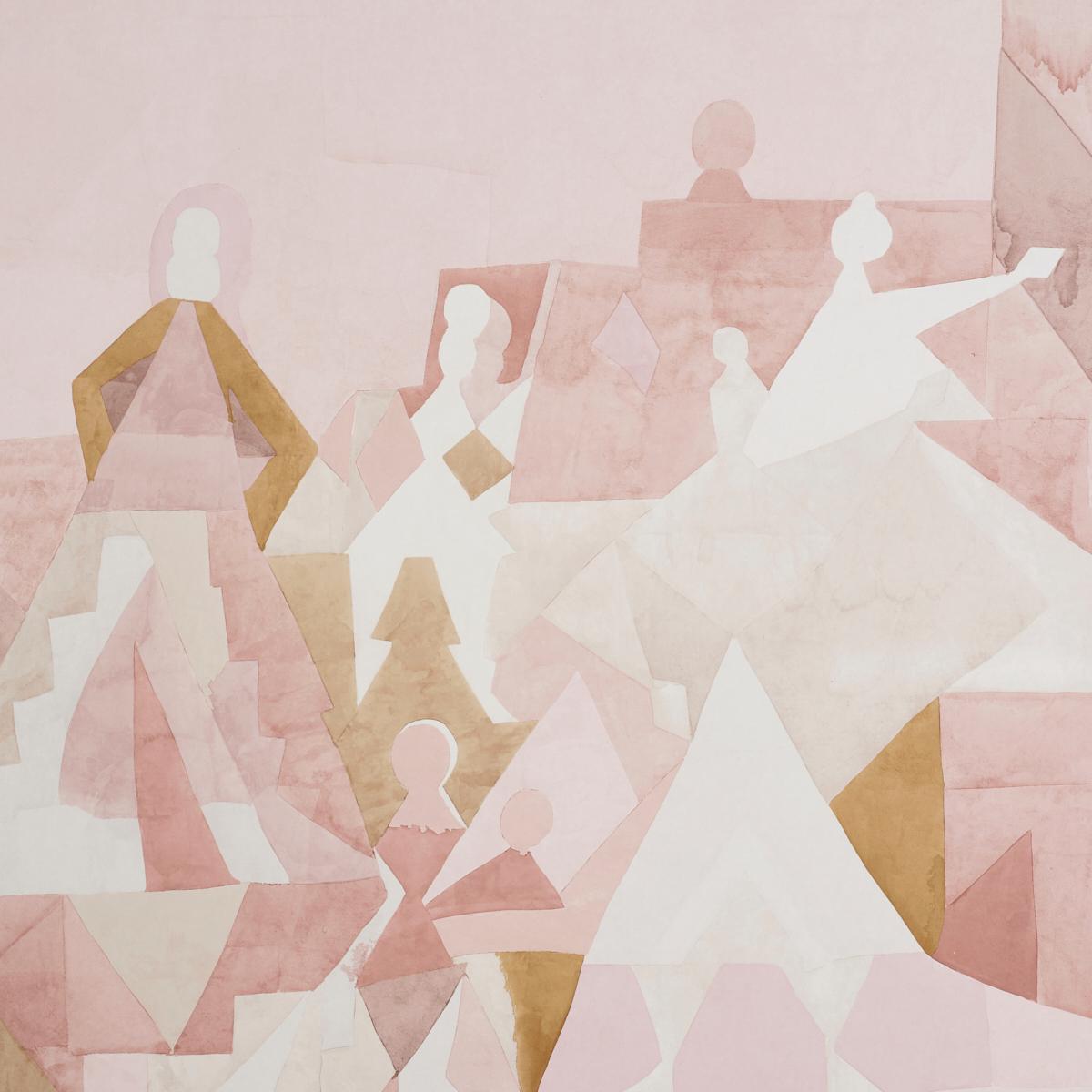 Schumacher Steps Panel Set Rose & Camel Wallpaper