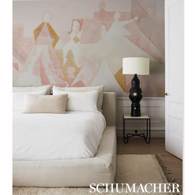 Schumacher Steps Panel Set Rose & Camel Wallpaper