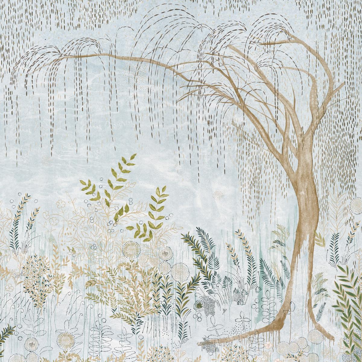 Schumacher Bisou Panel Set Mineral Wallpaper