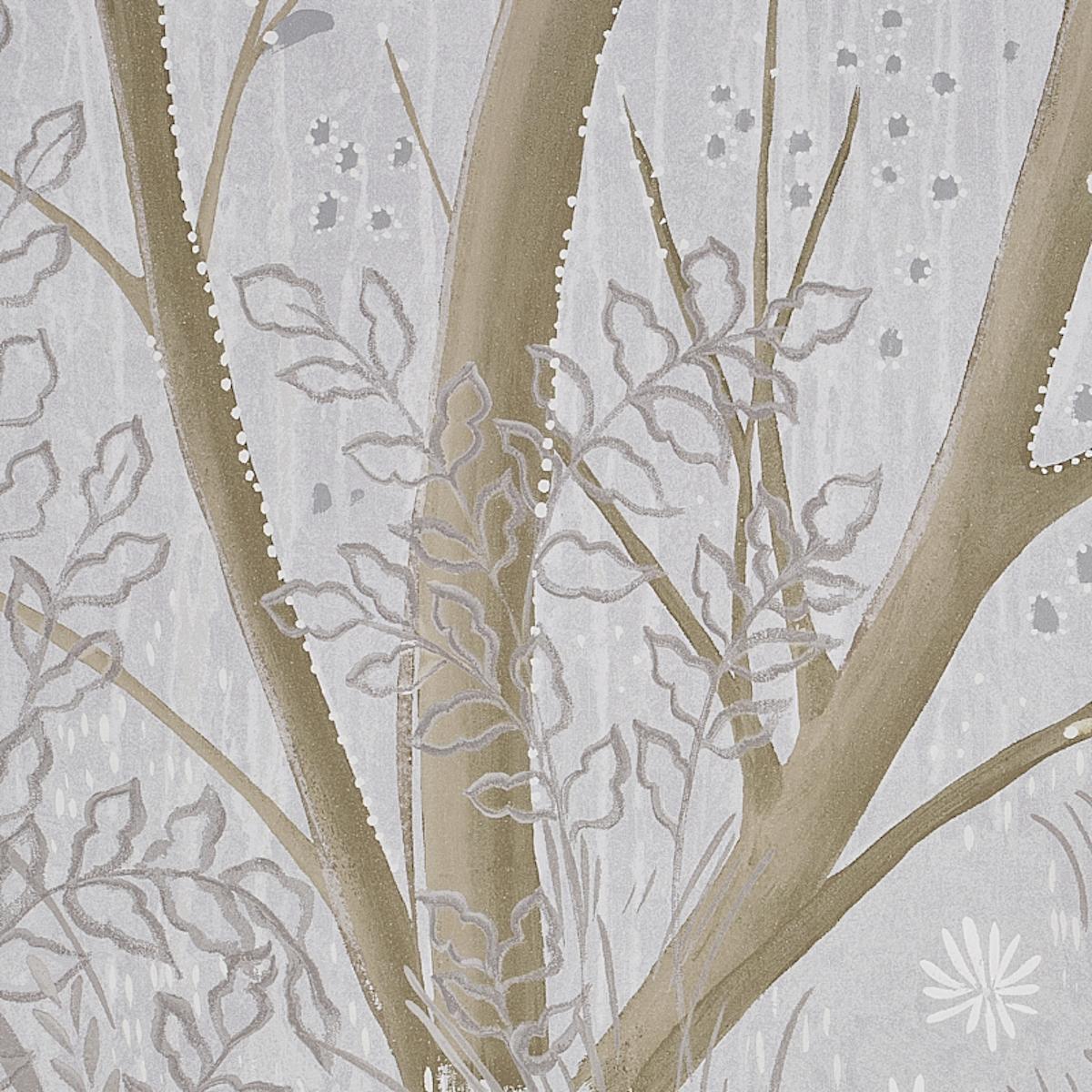 Schumacher Brindille Golden Accented Panelset Dove Wallpaper