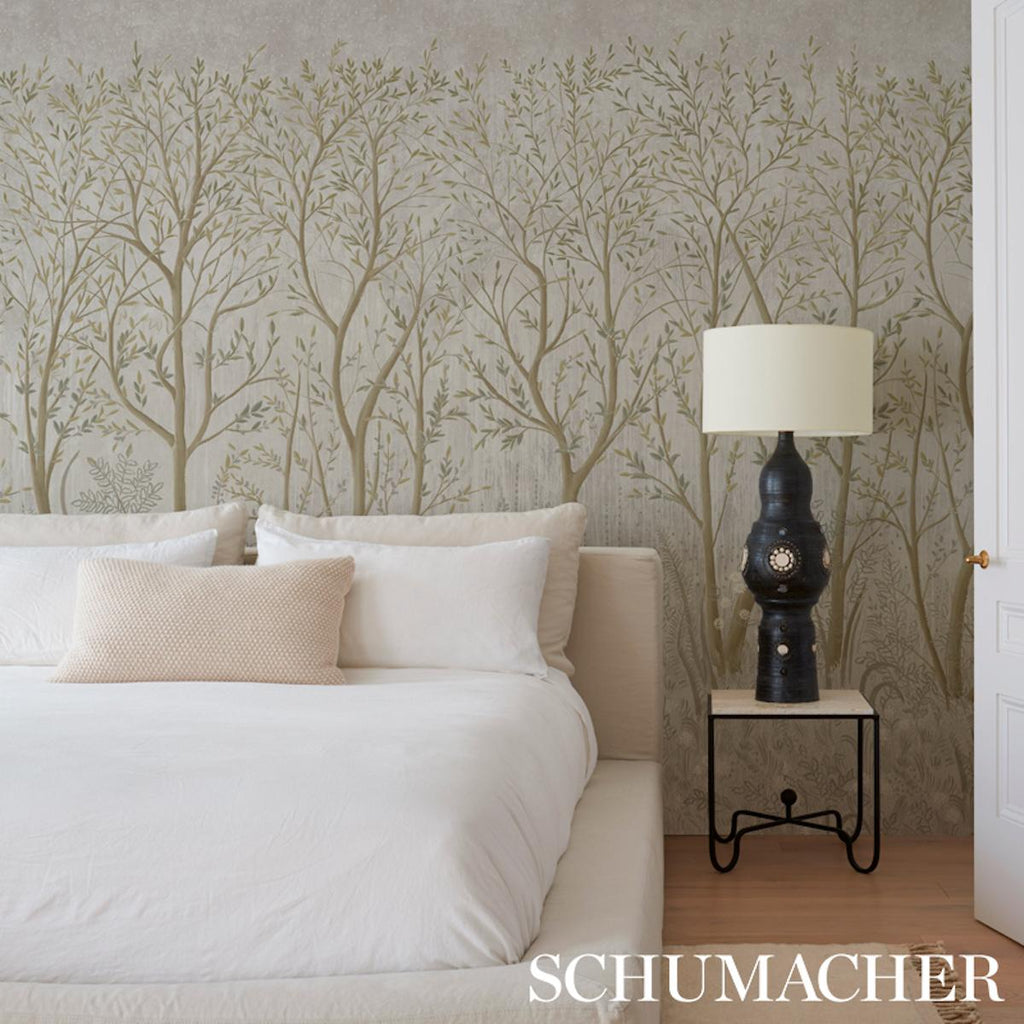 Schumacher Brindille Golden Accented Panelset Dove Wallpaper