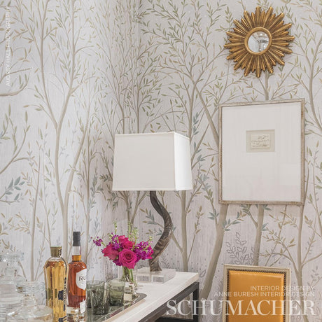 Schumacher Brindille Golden Accented Panelset Dove Wallpaper