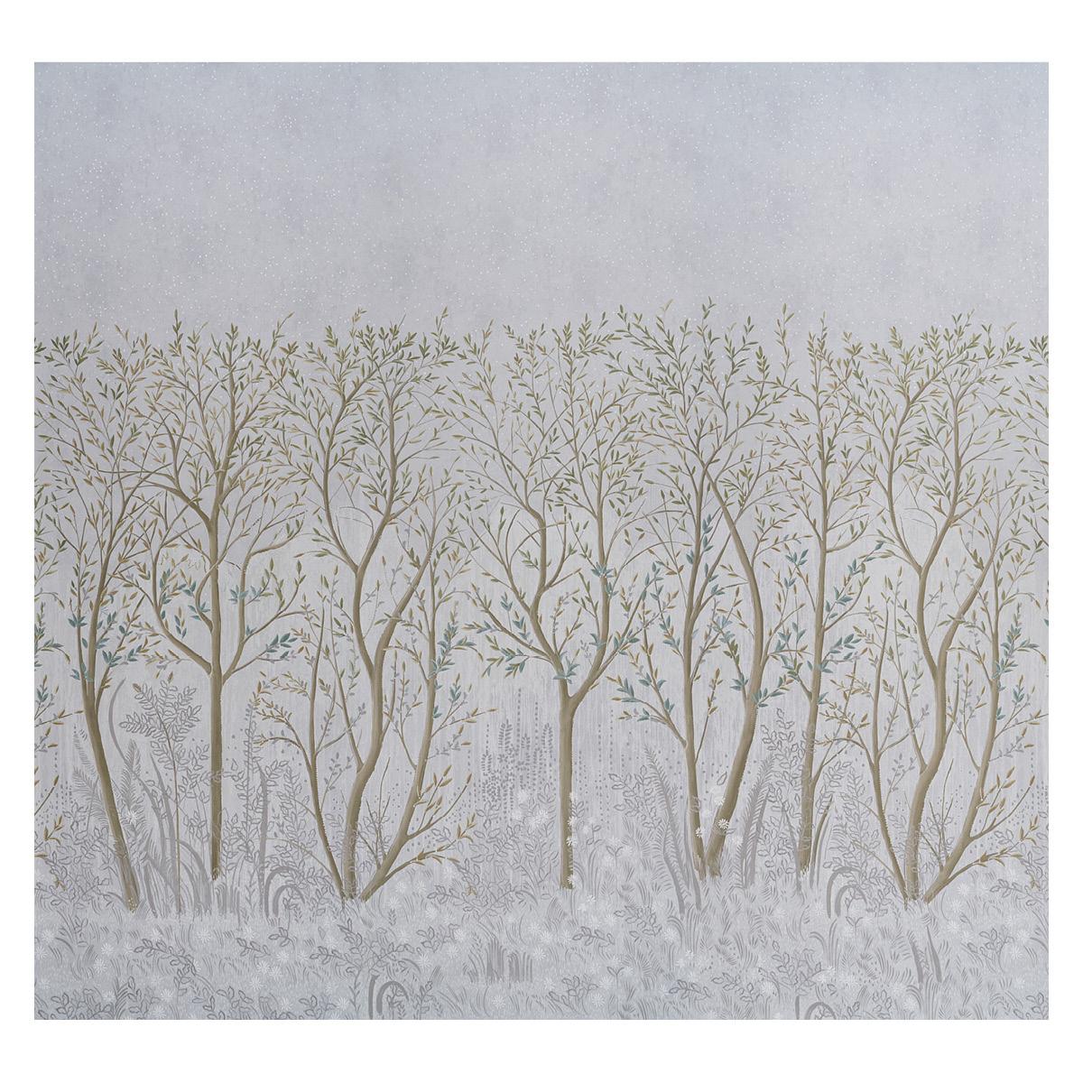 Schumacher Brindille Golden Accented Panelset Dove Wallpaper