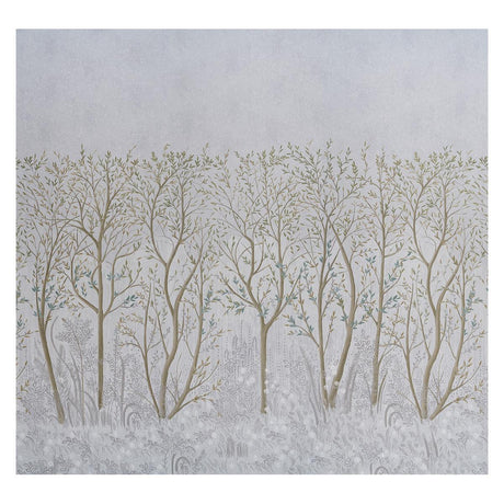 Schumacher Brindille Golden Accented Panelset Dove Wallpaper