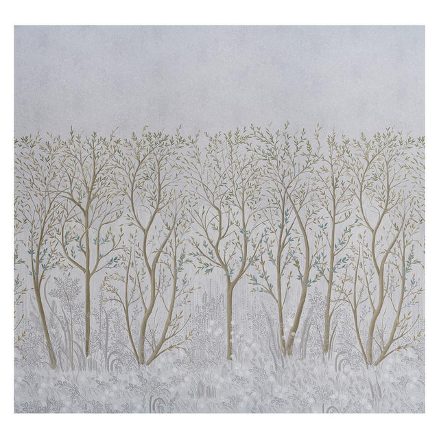 Schumacher Brindille Golden Accented Panelset Dove Wallpaper