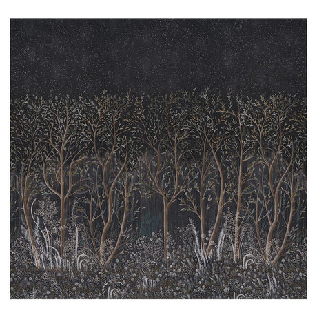 Schumacher Brindille Golden Accented Panelset Carbon Wallpaper