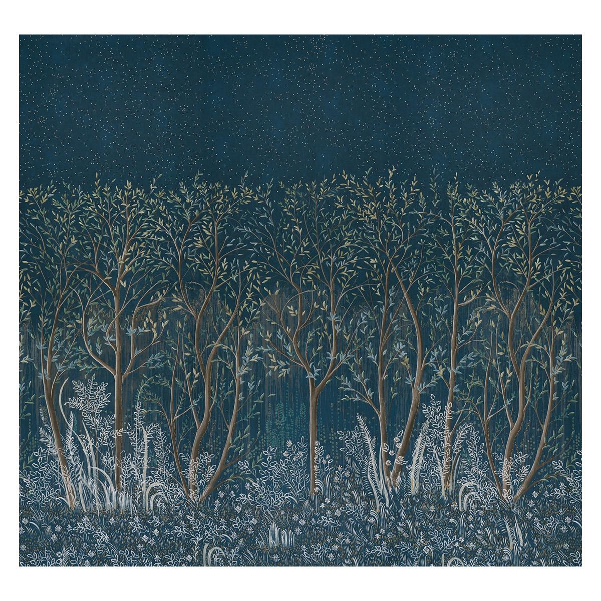 Schumacher Brindille Golden Accented Panelset Peacock Wallpaper