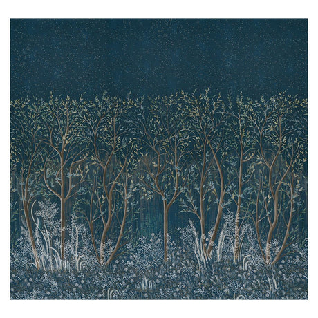 Schumacher Brindille Golden Accented Panelset Peacock Wallpaper