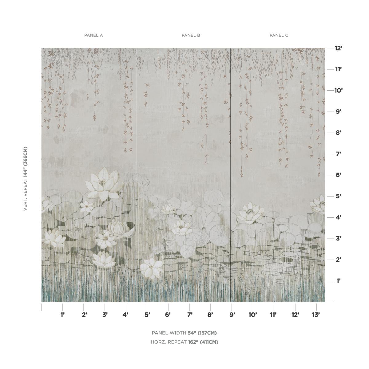 Schumacher Chatoyant Panel Set Leaf Wallpaper