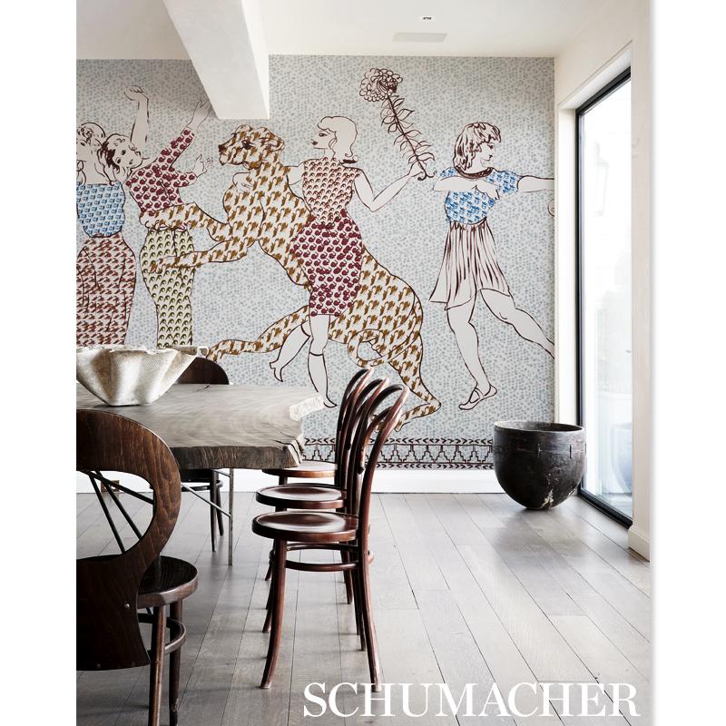 Schumacher The Golden Age Panel Set Cyan Multi Wallpaper