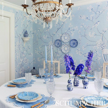 Schumacher Chinois Palais Panel Sky Wallpaper