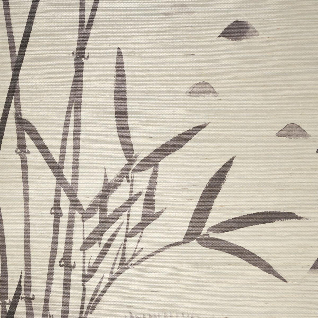 Schumacher Kanji Sisal Panel Set Ink Wallpaper