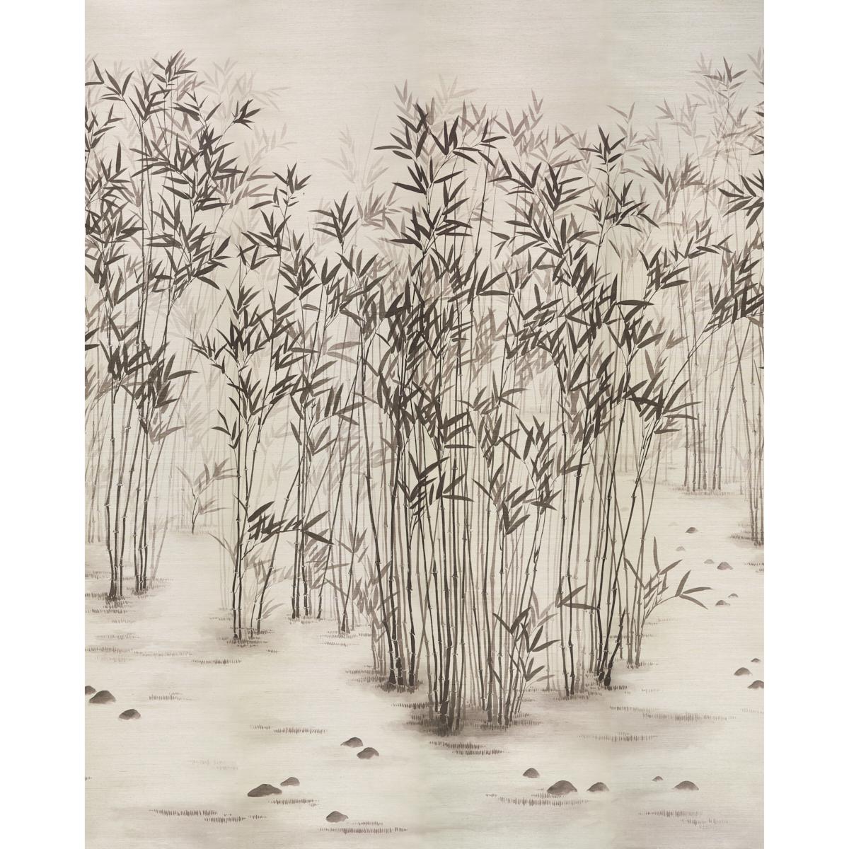 Schumacher Kanji Sisal Panel Set Ink Wallpaper