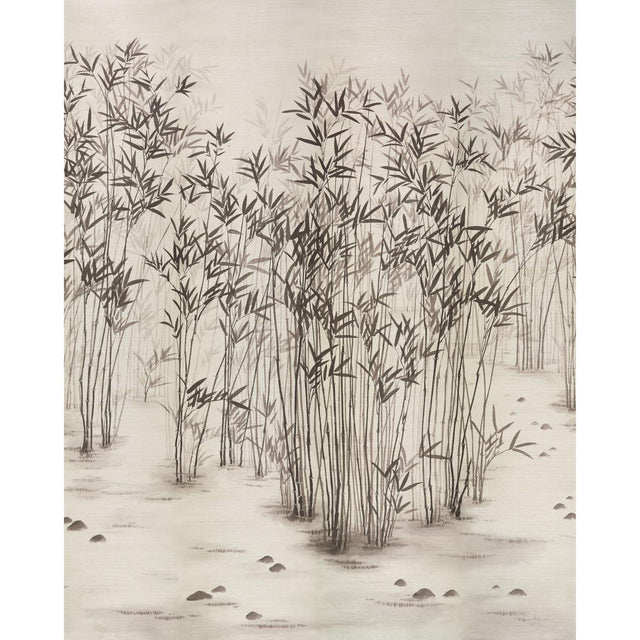 Schumacher Kanji Sisal Panel Set Ink Wallpaper