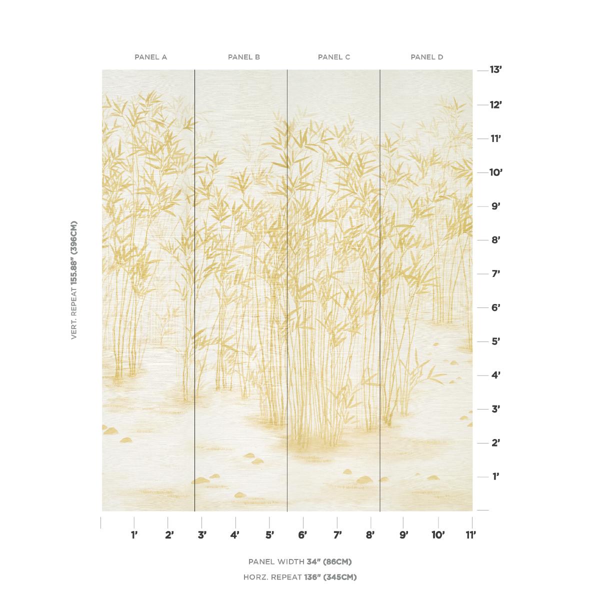 Schumacher Kanji Sisal Panel Set Ochre Wallpaper