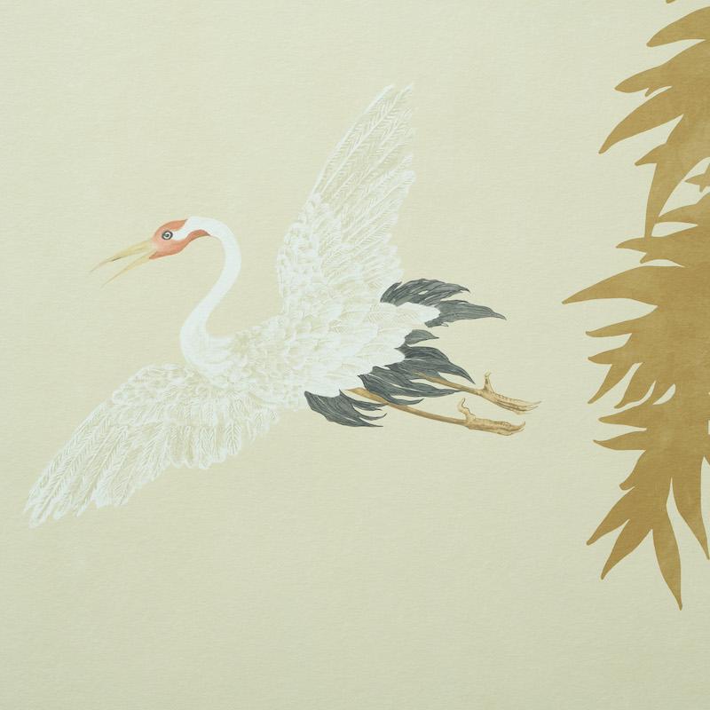 Schumacher Yashinoki Crane Panel Set Gold Wallpaper