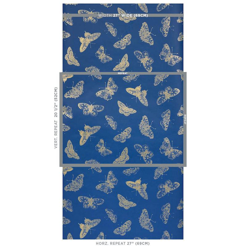 Schumacher Burnell Butterfly Blue Wallpaper