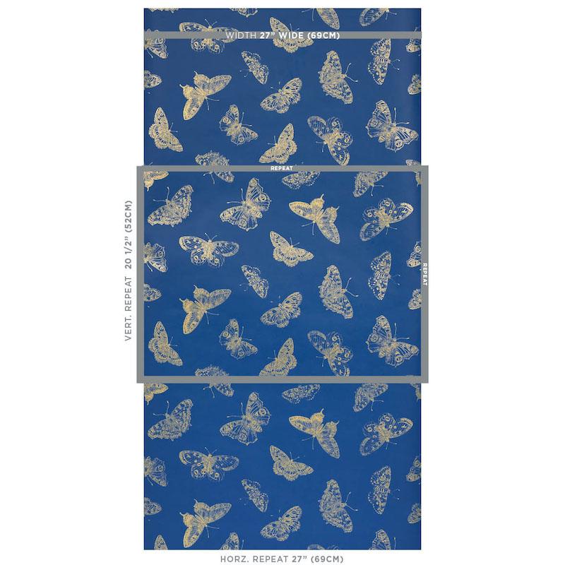 Schumacher Burnell Butterfly Blue Wallpaper