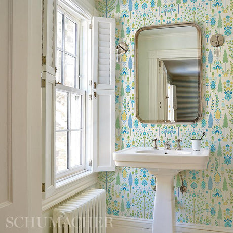 Schumacher Desna Peacock Wallpaper