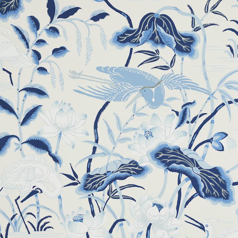 Schumacher Lotus Garden Porcelain Wallpaper