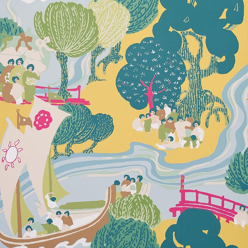 Schumacher Pearl River Yellow Wallpaper