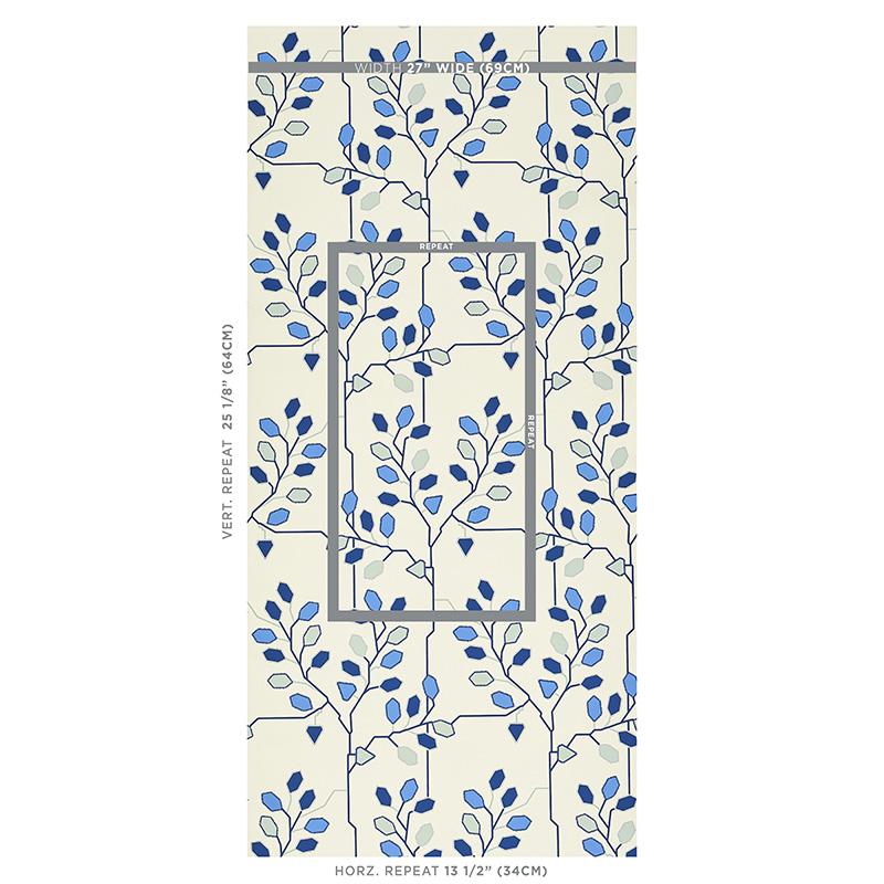 Schumacher Tumble Weed Delft Blue Wallpaper – DecoratorsBest