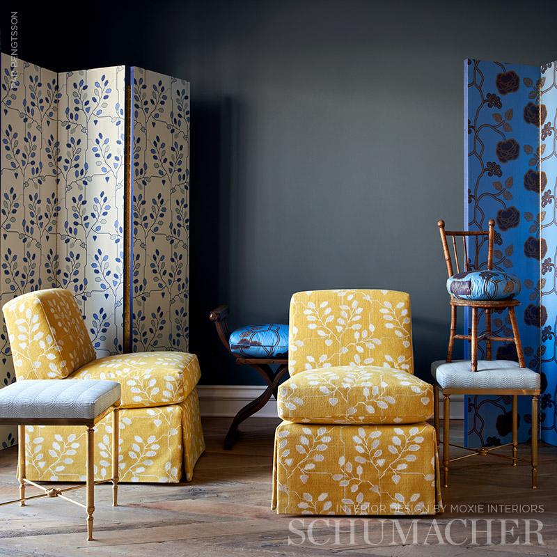 Schumacher Tumble Weed Delft Blue Wallpaper – DecoratorsBest