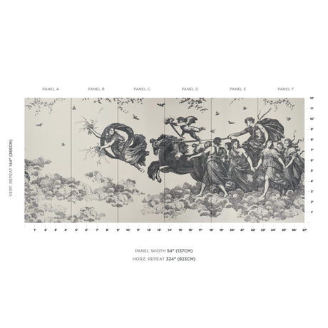 Schumacher Chariot Of Dawn Toile Panel Set Black Wallpaper