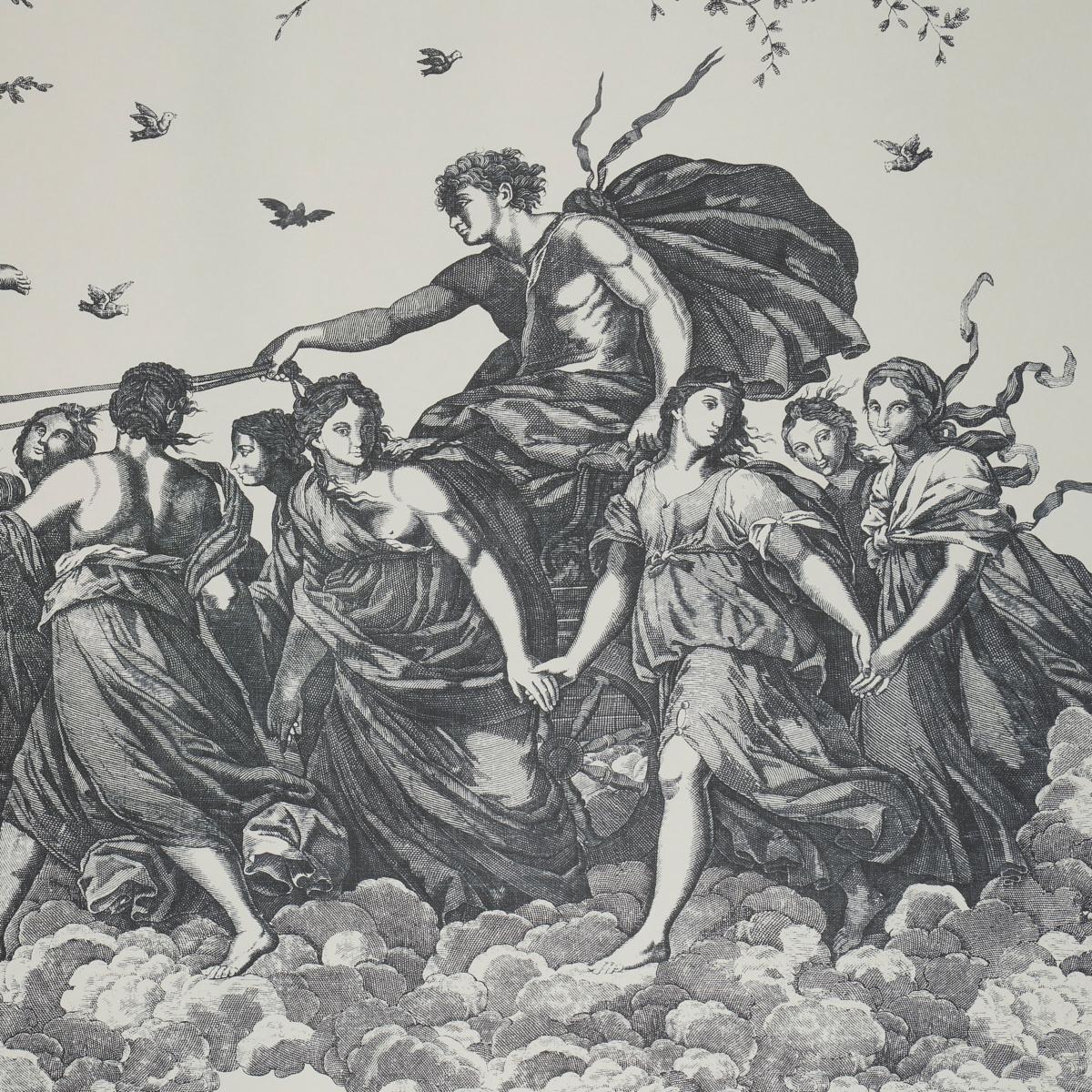 Schumacher Chariot Of Dawn Toile Panel Set Black Wallpaper