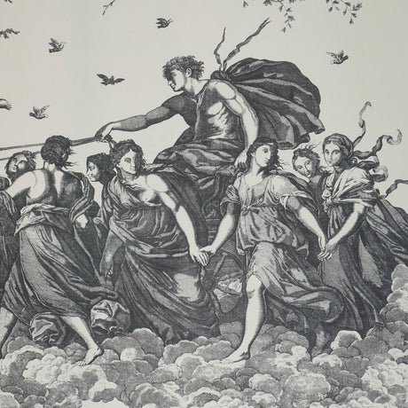 Schumacher Chariot Of Dawn Toile Panel Set Black Wallpaper