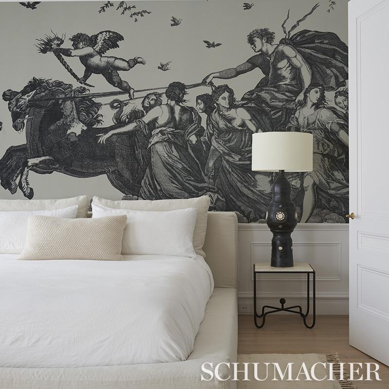 Schumacher Chariot Of Dawn Toile Panel Set Black Wallpaper