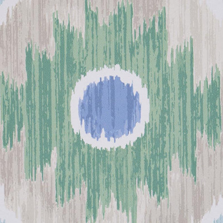 Schumacher Elizia Ikat Green & Blue Wallpaper