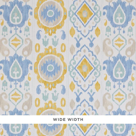 Schumacher Elizia Ikat Sky & Ochre Wallpaper