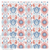 Schumacher Elizia Ikat Rose & Indigo Wallpaper