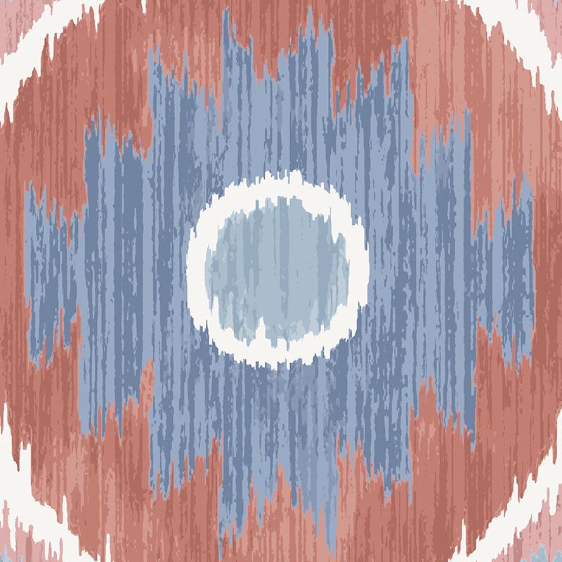 Schumacher Elizia Ikat Rose & Indigo Wallpaper