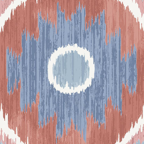 Schumacher Elizia Ikat Rose & Indigo Wallpaper