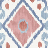 Schumacher Elizia Ikat Rose & Indigo Wallpaper